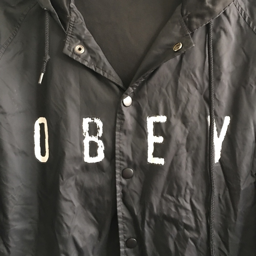 Obey Black Hooded Spellout Windbreaker - Picture 2 of 10